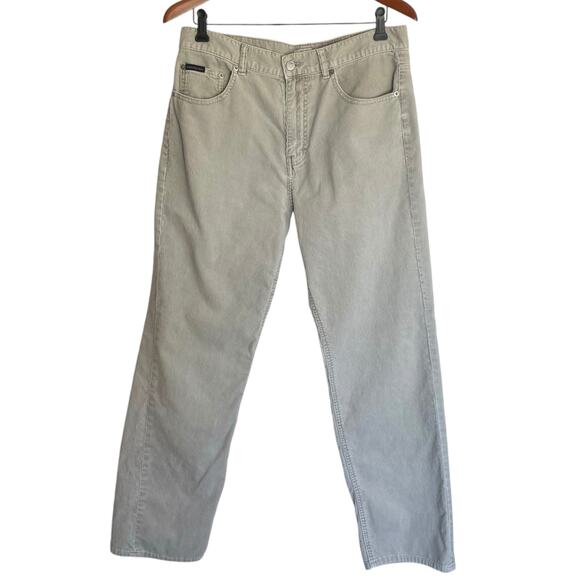 Calvin Klein Gray Corduroy Jean Sz 32 Straight Leg High Rise Neutral Fall Casual - Picture 1 of 6